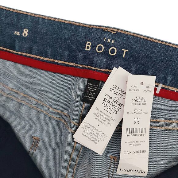 White House Black Market Jeans Womens 8 Blue The Boot Stretch Ride Rodeo Work - Picture 9 of 12